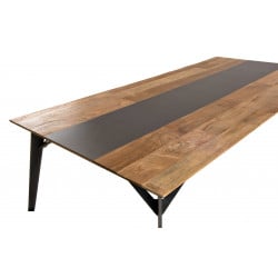Table basse design industriel teck recyclé et métal 140x70cm Nolwen