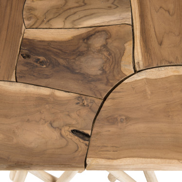 Table d'appoint design teck et bois flotté 55cm Woody