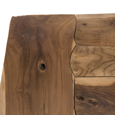 Table d'appoint design teck et bois flotté 55cm Woody