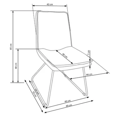Chaise cuir / tissu gris clair pieds acier noir Bronx