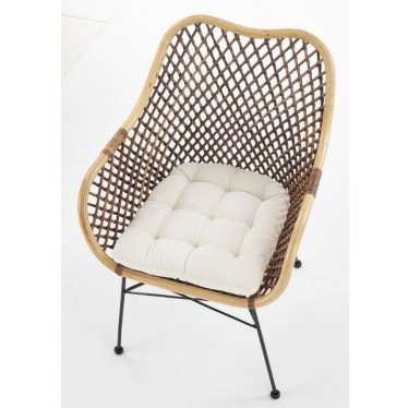 Fauteuil rotin pieds acier Bronx