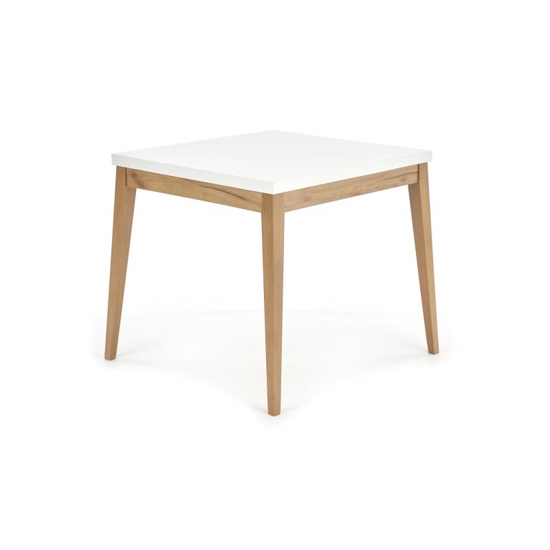 Table carrée 80x80 cm blanche et bois Norway