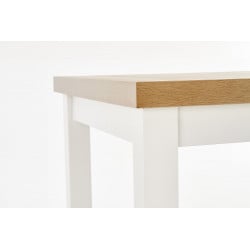 Table rectangulaire extensible plateau style chêne et pieds blancs