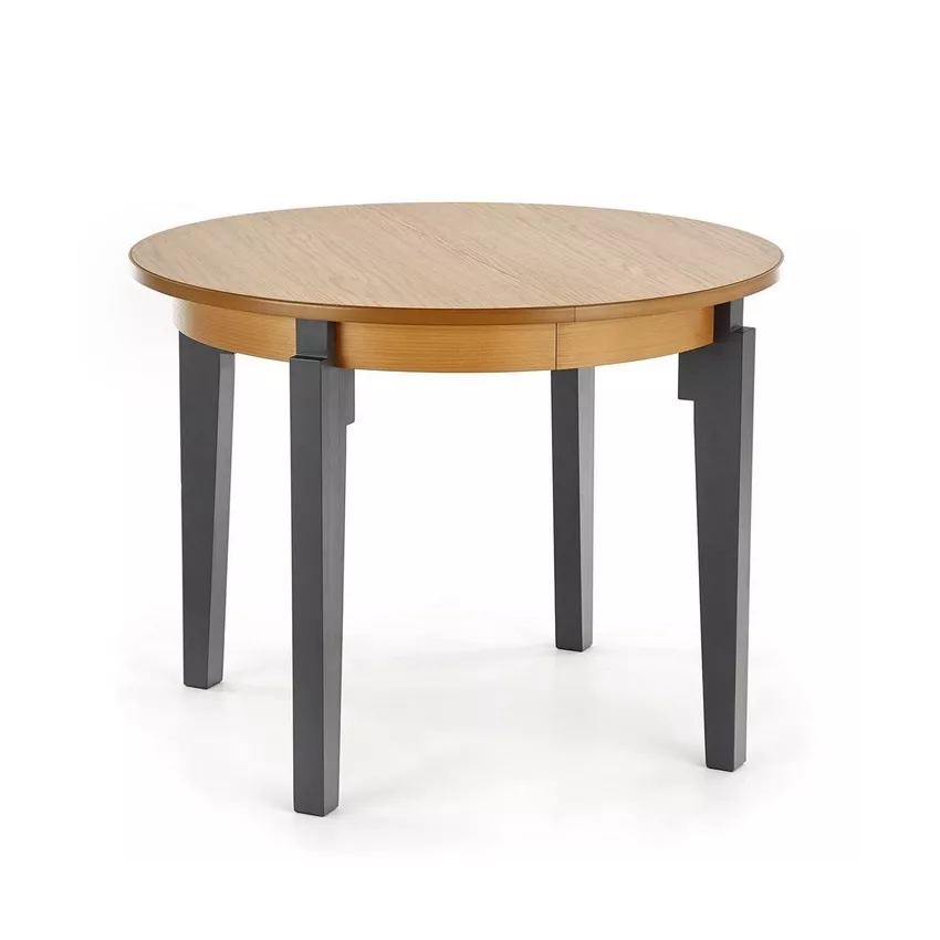 Table ronde extensible en bois massif avec pieds gris anthracite Cox