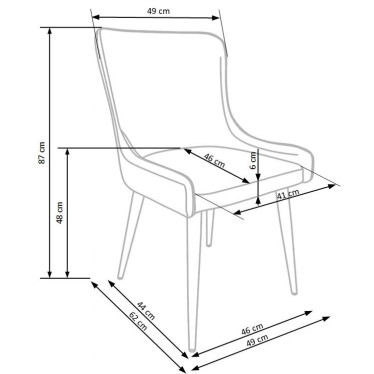 Chaise grise bi-matière avec pieds métal noir Steel