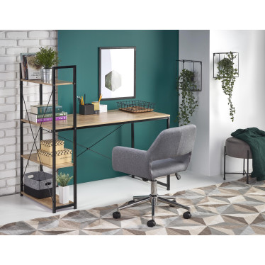 Bureau avec étagères style chêne et acier noir Loggia