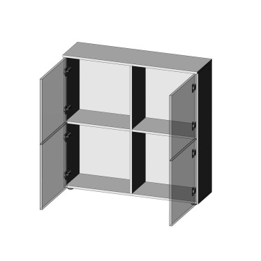 Structure interne et étagères de rangement du buffet blanc Trevise