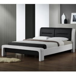 lit design 160x200cm noir et blanc avec sommier