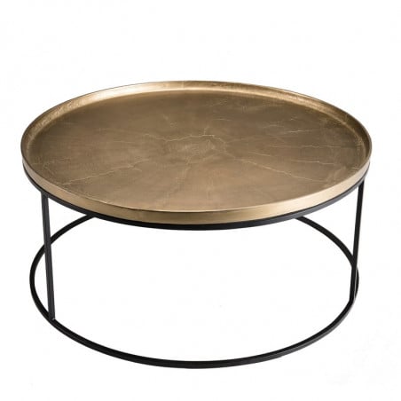 Table basse ronde 88 cm en aluminium doré et pieds ronds en métal ELEGANCE