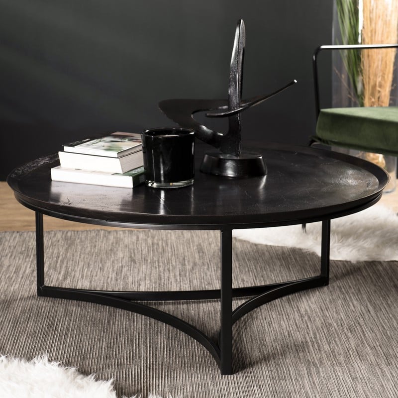 Table basse ronde 100 x 100 cm en aluminium noir ELEGANCE