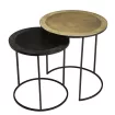 Set de deux tables d'appoint gigogne rondes en aluminium doré et noir avec pieds ronds en métal ELEGANCE