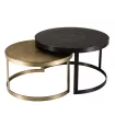 Set de deux tables gigognes rondes en aluminium noir et doré ELEGANCE