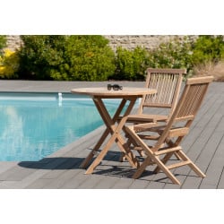 Table ronde pliante 80x80cm en bois de teck Summer