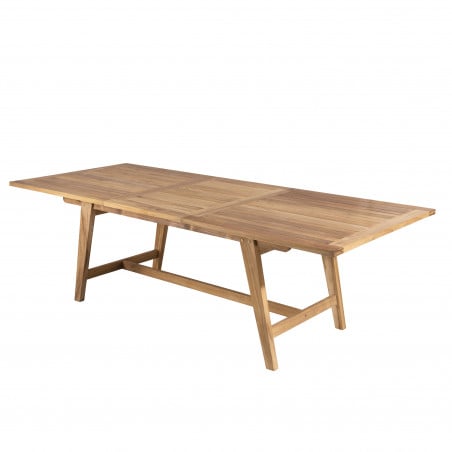 Table de jardin scandinave rectangulaire extensible 180/240x100x75cm en teck Summer