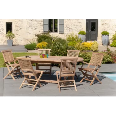 Table ovale extensible en teck 150/200x90x75cm Summer