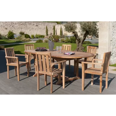 Lot de 2 fauteuils empilables en teck Summer