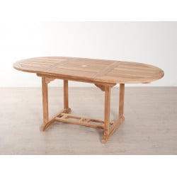 Table de jardin ovale extensible 120/180 x 90 x 75 cm en teck Summer