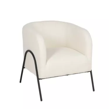 Fauteuil Blanc, Tissu, Simili Cuir, Style Scandinave, Rétro - So Inside